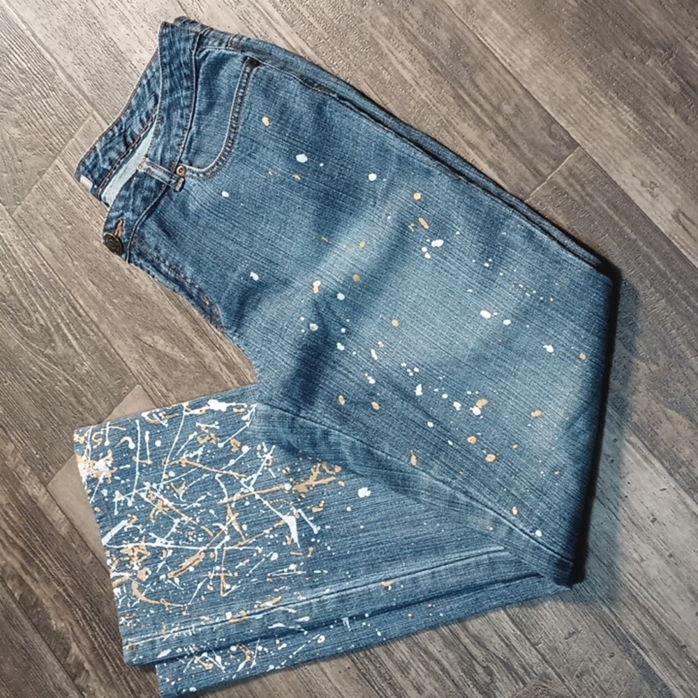 Metro 7 Bootcut Jeans 12 with Paint Splatter